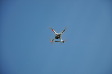 white drone on flight