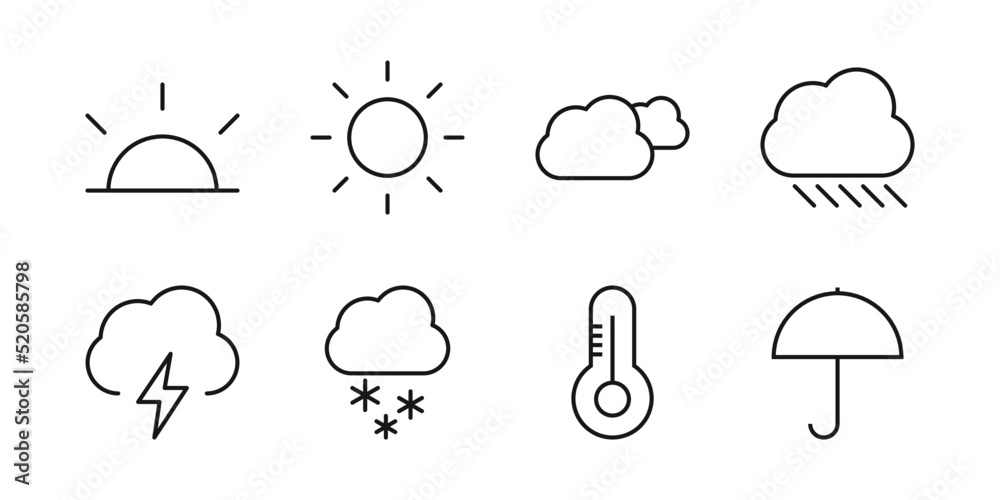Wall mural editable weather set pack line icon. vector illustration isolated on white background. using for web