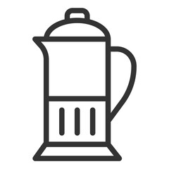 Kettle with a transparent body for brewing tea - icon, illustration on white background, outline style