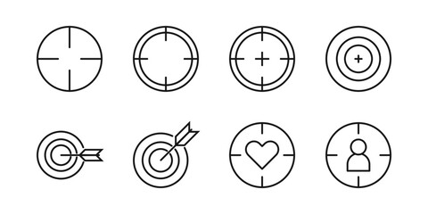 Editable Target set pack line icon. Vector illustration isolated on white background. using for website or mobile app