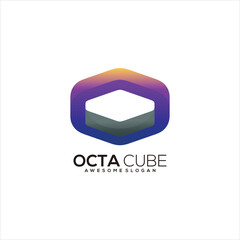 Octagon box colorful gradient logo
