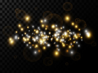 Brilliant gold dust vector shine. Glittering shiny ornaments for background. Vector illustration.