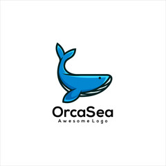 whale logo illustration design color