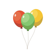 Balloon birthday isolated on white background. Three colorful balloons. Birthday party decoration element. Vector stock