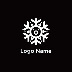 snowflake bear logo, isolated from snowflake shape with bear head inside.