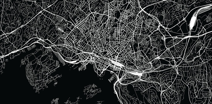 Urban vector city map of Oslo, Norway, Europe