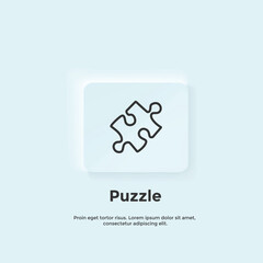 puzzle line icon, Neumorphic style button. Vector UI icon Design. Neumorphism. Vector line icon for Business and Advertising