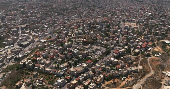 Aerial view of the Arab city of Um al Fahm in Northern Israel.