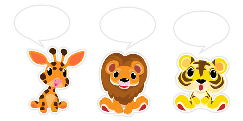 Obraz premium Cute animals in Zoo, Placards and banner in zoos Design for banner, layout, annual report, web, flyer, brochure, ad.