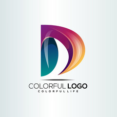 d logo letter initial colorful gradient 3d