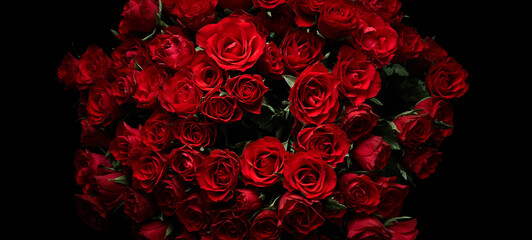 Bunch of red roses flowers 