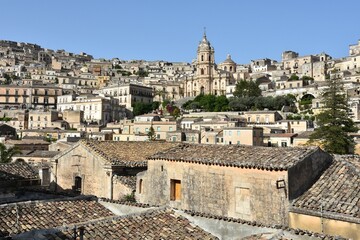 Aerial view of the Modica, an old Sicilian town in Italy