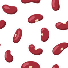 Red kidney or adzuki bean seamless pattern, flat vector illustration on white background.