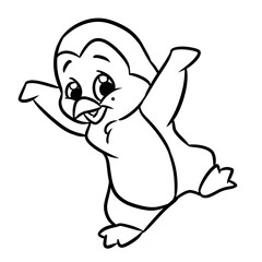 Animal penguin little surprise scarf character cartoon illustration coloring page