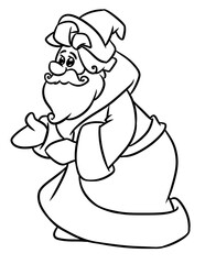 Santa Claus winter outfit wizard new year red coat character cartoon illustration coloring page