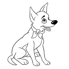 Animal joy dog sitting character cartoon illustration coloring page