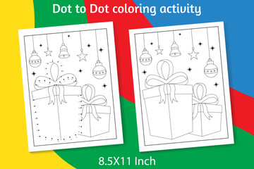 Christmas dot to dot game and color for children, 1 to 20 Connect dot to dot game for children