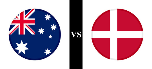 the concept of australia vs denmark. flags of australian and danish. vector illustration