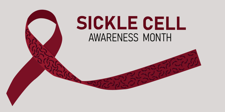 Sickle Cell month banner. Horizontal illustration of ribbon