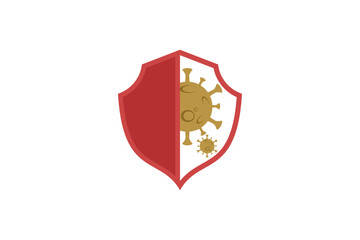 Virus bacterial protection shield logo design simple minimalist modern pandemic medical healthcare icon symbol