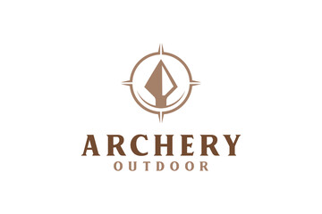 Stone spear archery logo design compass wind rose icon hunting hunter symbol minimalist modern