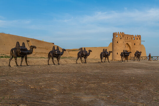 Bronze Camel caravan statues, Otrartobe settlement, Turkistan, Kazakhstan