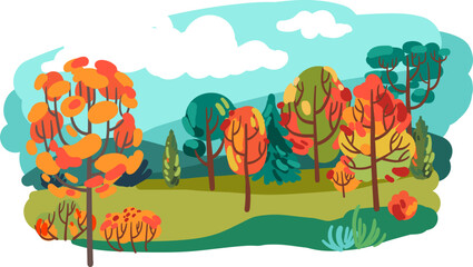 Autumn colorful trees. Beautiful vector illustration. - 520600591