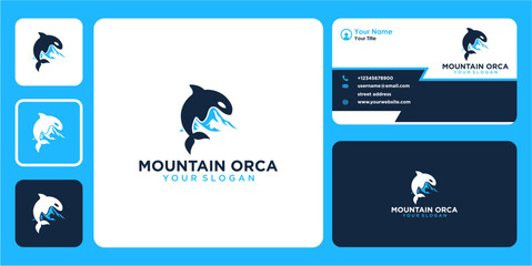 mountain logo design with orca and business card © raini syaikhlendra