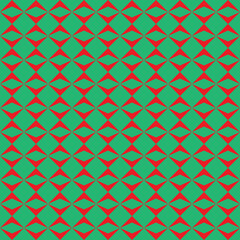 Red triangle pattern on green background. Colorful modern backdrop design. Up arrow pattern on green background.