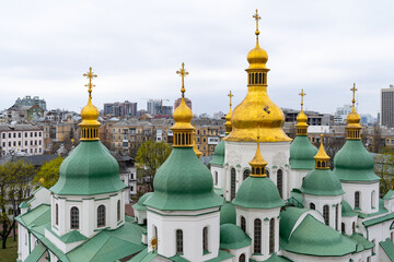 The golden domes of the St. Sophia Cathedral complex, UNESCO World Heritage Site, Kyiv (Kiev), Ukraine