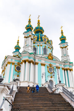 The blue Orthodox St. Andrew's Church, Kyiv (Kiev), Ukraine