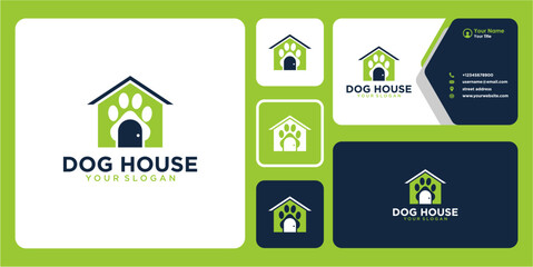 house logo design with dog and business card