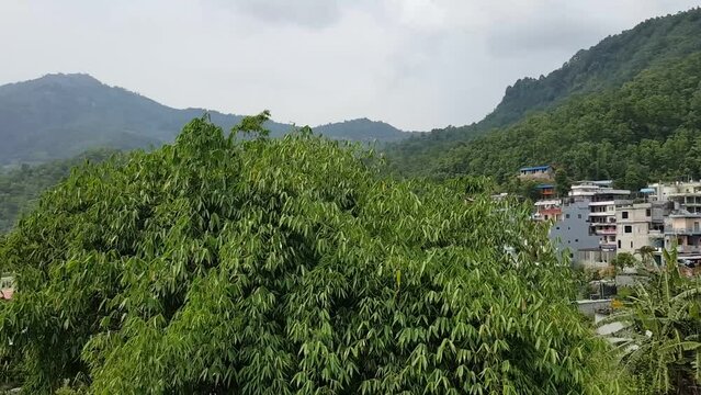 Pokhra town view with Phewa Lake - the second largest freshwater lake in Nepal