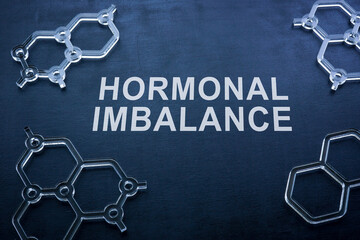 Hormonal imbalance on the blackboard and chemical models. - obrazy, fototapety, plakaty
