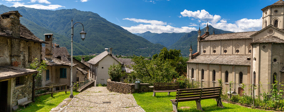 The historic center of the village of Vogogna, Ossola Valley, Verbano Cusio Ossola district, Piedmont, Italy