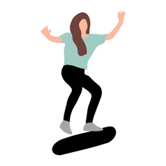 Skate figure isolated on light background - Woman doing skate - skateboarding