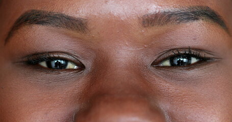 Mixed race woman macro close-up eyes smiling
