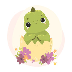 Vector dinosaur. Cute newborn dinosaur. Funny baby, baby shower