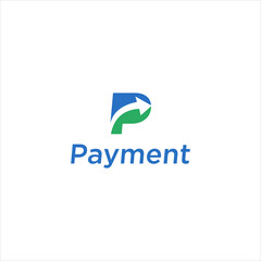 Pay Logo with Letter P and Arrow Symbol. Modern Initial Design for Payment App. Minimalist Vector for Finance, Business, and Tech Brand. Clean Corporate Concept Illustration.