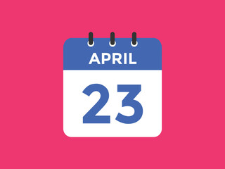 April 23 calendar reminder. 23th April daily calendar icon template. Vector illustration 
