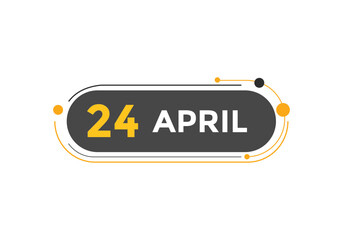 April 24 Calendar icon Design. Calendar Date 24th April. Calendar template 

