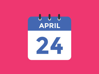 April 24 calendar reminder. 24th April daily calendar icon template. Vector illustration 
