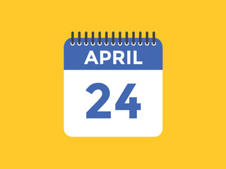 April 24 calendar reminder. 24th April daily calendar icon template. Vector illustration 
