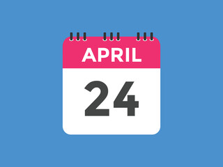 April 24 calendar reminder. 24th April daily calendar icon template. Vector illustration 
