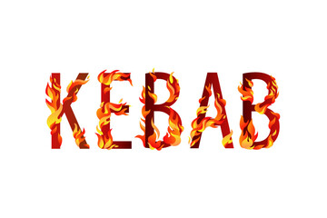 KEBAB. Bburning word with flaming fire