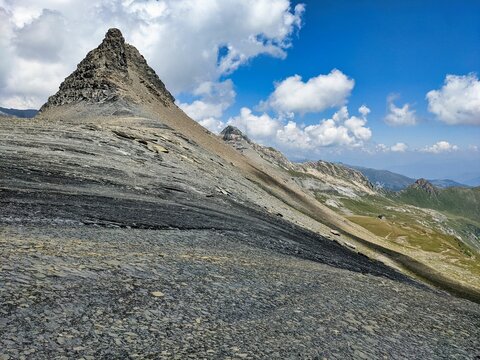 Kistenstockli above the biffertenhut in the canton of grisons.  Nice mountain to climb easily. High quality photo.