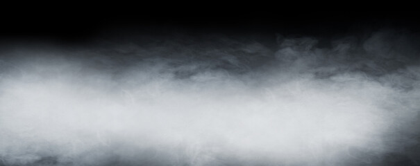 Obraz na płótnie Canvas Abstract smoke texture frame over dark black background. Fog in the darkness.