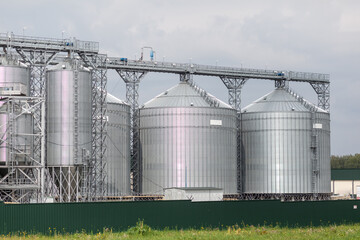 Modern large granary agro silos elevator on agro-processing manufacturing plant for processing...