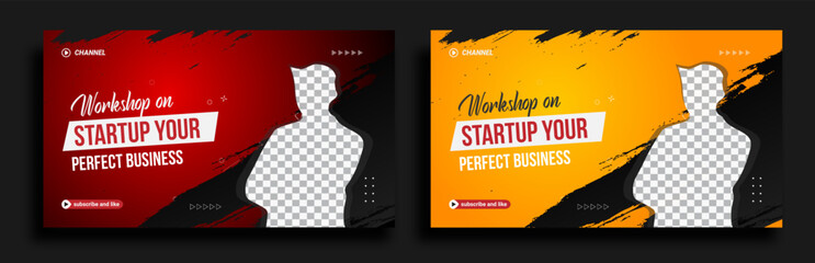 Modern YouTube video thumbnail for workshop promotion Gaming thumbnail and web banner template	