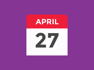 April 27 Calendar icon Design. Calendar Date 27th April. Calendar template 
